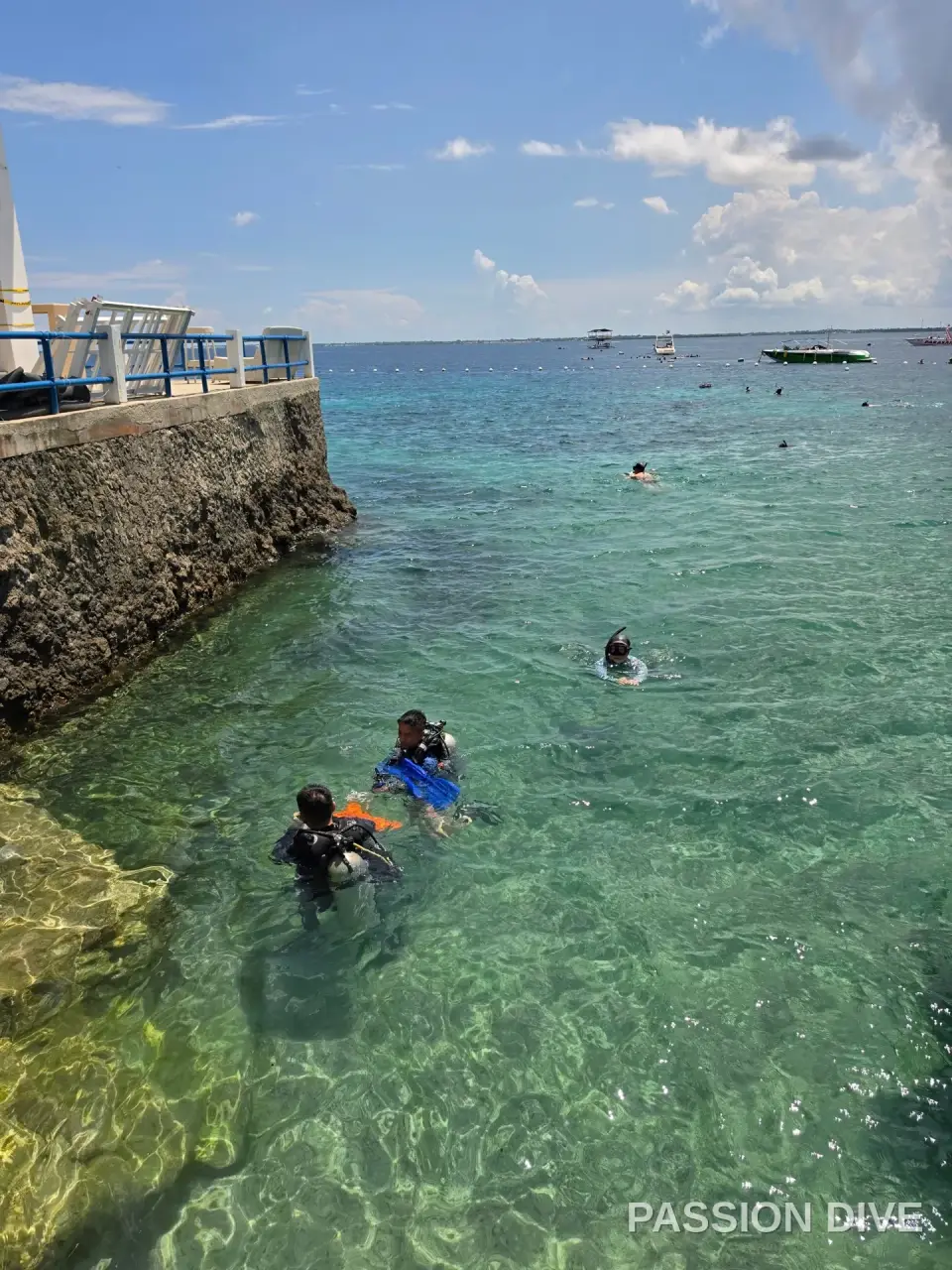 在麦克坦平静水域进行水面移动的潜水员